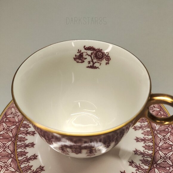 Theodore Haviland New York Cambridge Crimson Footed Demitasse Teacup and Saucer - Picture 5 of 10